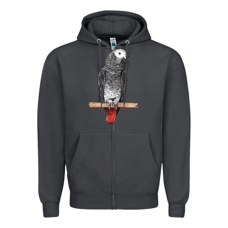 African Gray Parrot Bird Zipper Hoodie by LillyAllenDesigns | Teevron