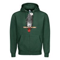 Sports Green African Gray Parrot Bird Zipper Hoodie - LillyAllenDesigns