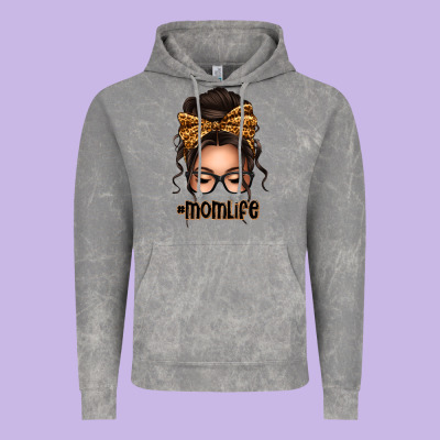 Caucasian Leopard Messy Bun Mom Life Vintage Hoodie Designed By Texasbilliewilder