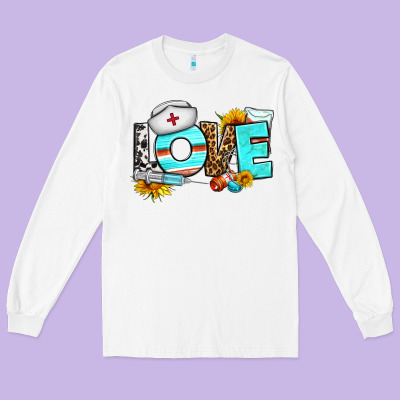 Love Nurse Western Long Sleeve Tee Designed By Bundleandbundleshop