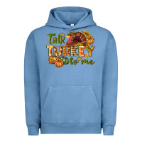 Pigment Pebble Blue Talk turkey to me Thanksgiving p Urban Hoodie - NancyCooperArtShop