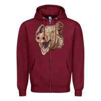 Burgundy american yorkshire pig face Zipper Hoodie - LillyAllenDesigns