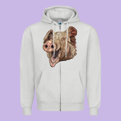 American Yorkshire Pig Face Zipper Hoodie Designed By Lillyallendesigns