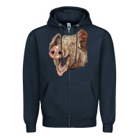 Navy american yorkshire pig face Zipper Hoodie - LillyAllenDesigns