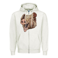 Oatmeal Heather american yorkshire pig face Zipper Hoodie - LillyAllenDesigns