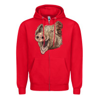 Red american yorkshire pig face Zipper Hoodie - LillyAllenDesigns