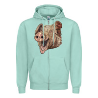 Seafoam american yorkshire pig face Zipper Hoodie - LillyAllenDesigns