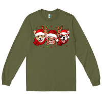 Army Green christmas dogs corgi chihuahua frenchie Long Sleeve Tee - Jasminsmagicworld