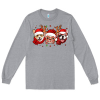 Heather Grey christmas dogs corgi chihuahua frenchie Long Sleeve Tee - Jasminsmagicworld