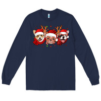 Navy christmas dogs corgi chihuahua frenchie Long Sleeve Tee - Jasminsmagicworld