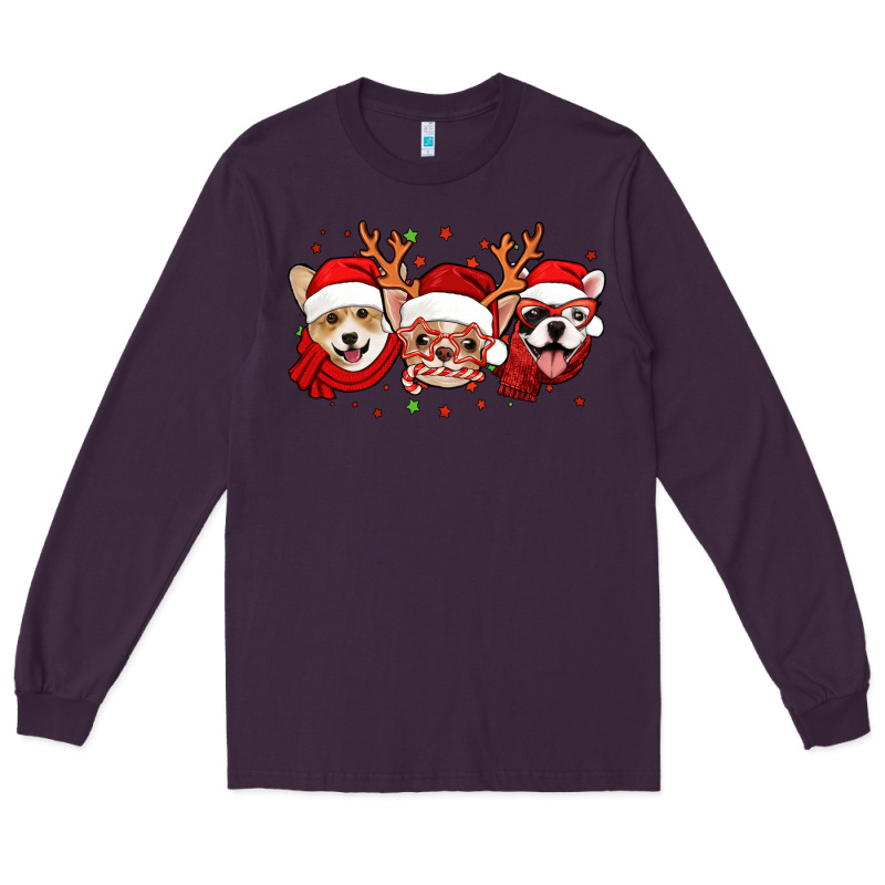 Christmas Dogs Corgi Chihuahua Frenchie Long Sleeve Tee by Jasminsmagicworld | Teevron