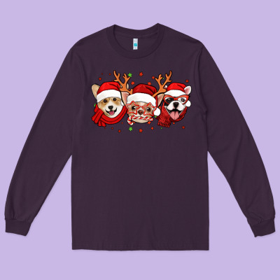 Christmas Dogs Corgi Chihuahua Frenchie Long Sleeve Tee Designed By Jasminsmagicworld