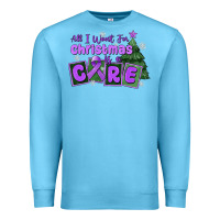 Ocean Blue all i want for christmas is a cure pancreatic canc Premium Sweatshirt - MaliasSmallBusiness