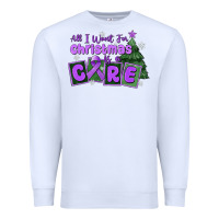 White all i want for christmas is a cure pancreatic canc Premium Sweatshirt - MaliasSmallBusiness