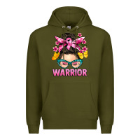 Army Green cancer warrior messy bun Premium Hoodie - BarkalooDesign