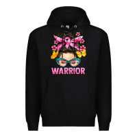 Black cancer warrior messy bun Premium Hoodie - BarkalooDesign