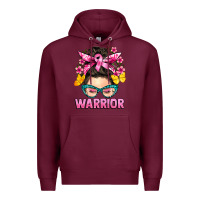 Burgundy cancer warrior messy bun Premium Hoodie - BarkalooDesign