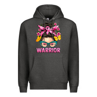 Charcoal Heather cancer warrior messy bun Premium Hoodie - BarkalooDesign
