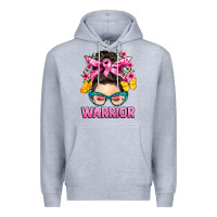 Heather Grey cancer warrior messy bun Premium Hoodie - BarkalooDesign