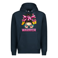 Navy cancer warrior messy bun Premium Hoodie - BarkalooDesign