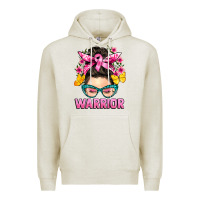 Oatmeal Heather cancer warrior messy bun Premium Hoodie - BarkalooDesign