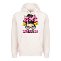 Pale Pink cancer warrior messy bun Premium Hoodie - BarkalooDesign