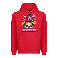 Red cancer warrior messy bun Premium Hoodie - BarkalooDesign