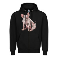 Black american yorkshire pig Zipper Hoodie - LillyAllenDesigns
