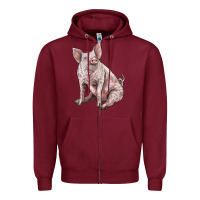 Burgundy american yorkshire pig Zipper Hoodie - LillyAllenDesigns