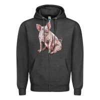 Charcoal Heather american yorkshire pig Zipper Hoodie - LillyAllenDesigns