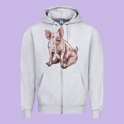 American Yorkshire Pig Zipper Hoodie Designed By Lillyallendesigns