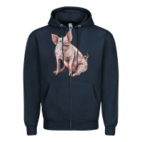 Navy american yorkshire pig Zipper Hoodie - LillyAllenDesigns