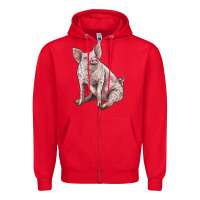Red american yorkshire pig Zipper Hoodie - LillyAllenDesigns