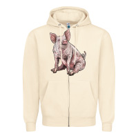 Sandshell american yorkshire pig Zipper Hoodie - LillyAllenDesigns