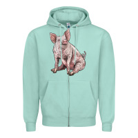 Seafoam american yorkshire pig Zipper Hoodie - LillyAllenDesigns