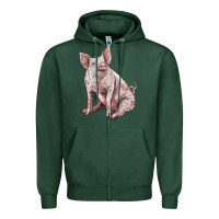 Sports Green american yorkshire pig Zipper Hoodie - LillyAllenDesigns
