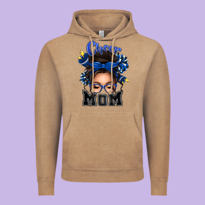 Cheer Mom Messy Bun Vintage Hoodie Designed By Texasbilliewilder