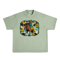 Oil Green western rodeo horse cowhide sunflowers Urban Heavy Tee - BarkalooDesign