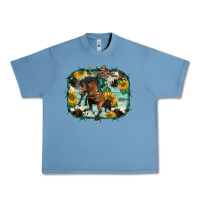 Pebble Blue western rodeo horse cowhide sunflowers Urban Heavy Tee - BarkalooDesign