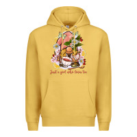 Antique Gold just a girl who loves tea gnome Premium Hoodie - BarkalooDesign