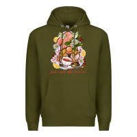Army Green just a girl who loves tea gnome Premium Hoodie - BarkalooDesign