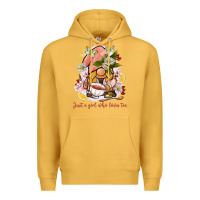 Mustard just a girl who loves tea gnome Premium Hoodie - BarkalooDesign