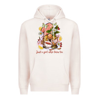 Pale Pink just a girl who loves tea gnome Premium Hoodie - BarkalooDesign