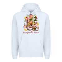 White just a girl who loves tea gnome Premium Hoodie - BarkalooDesign