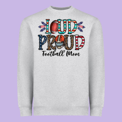 Loud Proud Football Mom Heavyweight Sweatshirt Designed By Cowhidedigitalart