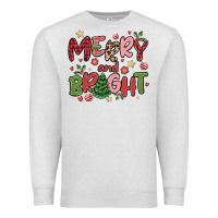 Oatmeal Heather merry and bright Premium Sweatshirt - MaliasSmallBusiness