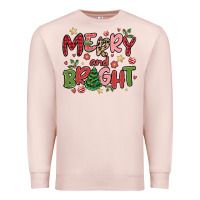 Pale Pink merry and bright Premium Sweatshirt - MaliasSmallBusiness