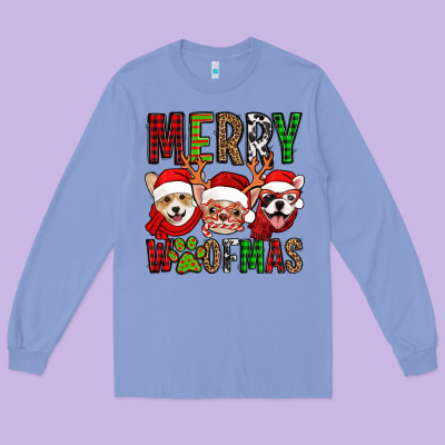 Merry Woofmas Dogs Long Sleeve Tee Designed By Jasminsmagicworld
