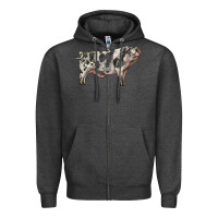 Charcoal Heather Spotted Pig Zipper Hoodie - LillyAllenDesigns