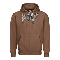 Chestnut Spotted Pig Zipper Hoodie - LillyAllenDesigns